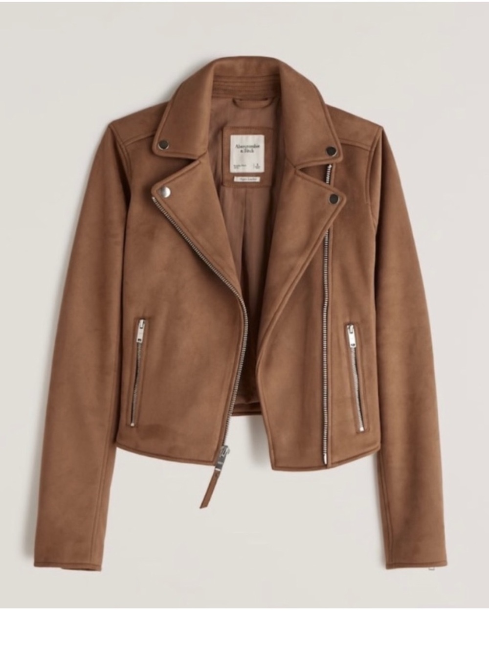 Abercrombie & Fitch Chestnut Brown Suede Moto Jacket